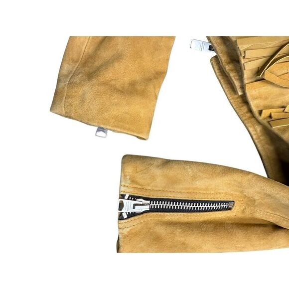 All Saints Tassel Fringe Cropped Genuine Suede Leather Biker Jacket sz 2 US - Picture 11 of 16